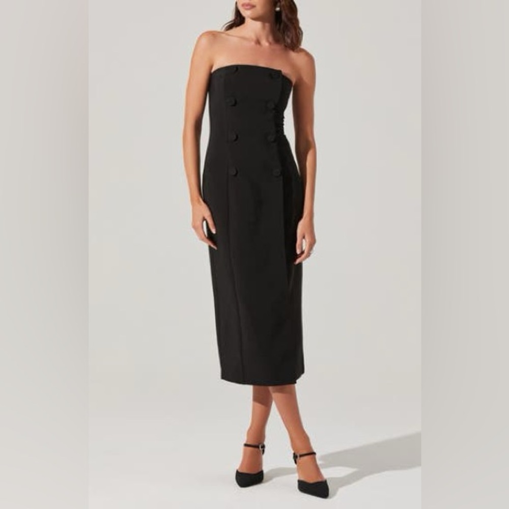 ASTR the Label Strapless Tuxedo Midi Dress
